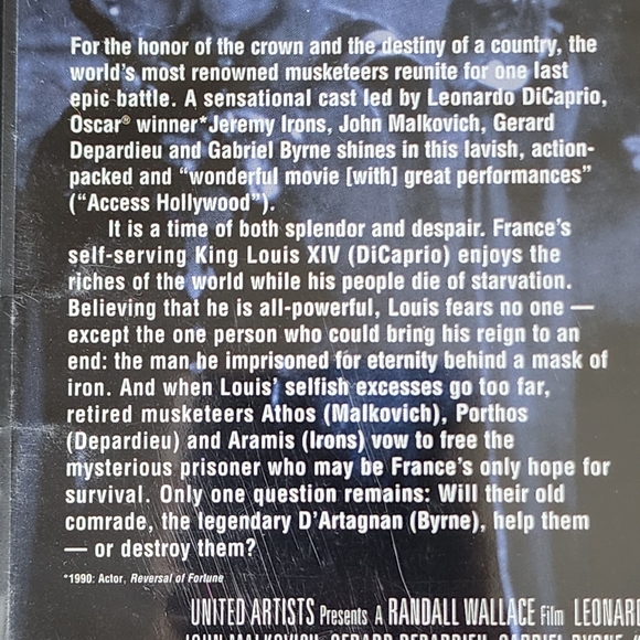 Nwt Man in the Iron mask dvd. Pg-13 - Picture 4 of 5